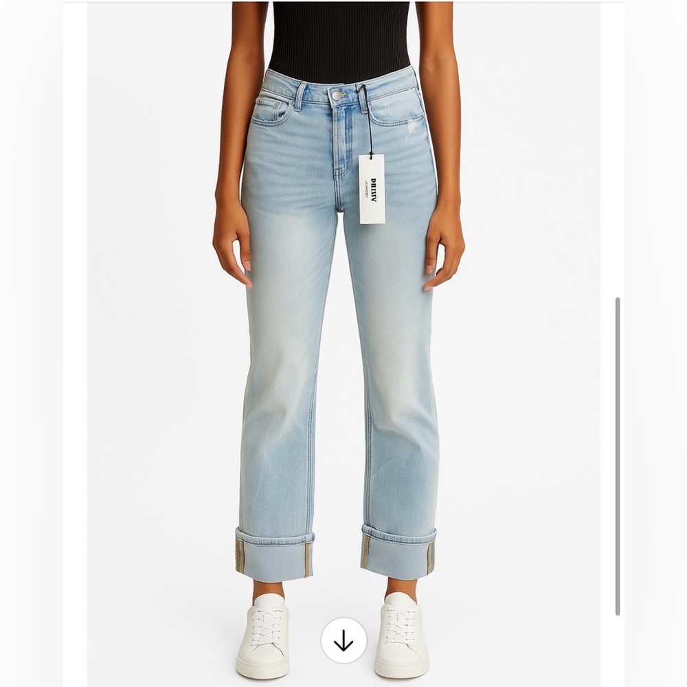 Mica Cuffed Straight Leg Light Blue Women's Jeans